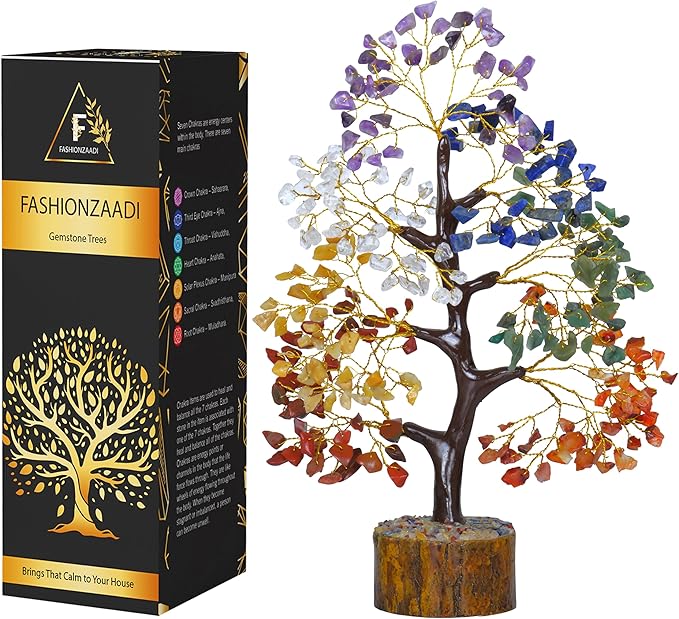 FASHIONZAADI 7 Chakra Healing Crystal Tree, Crystal Tree of Life for Home Decor, Office Desk Decor, Handmade Bonsai Trees for Positive Energy, Money, Good Luck Birthday Gifts for Women, Mom