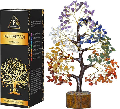 FASHIONZAADI 7 Chakra Healing Crystal Tree, Crystal Tree of Life for Home Decor, Office Desk Decor, Handmade Bonsai Trees for Positive Energy, Money, Good Luck Birthday Gifts for Women, Mom