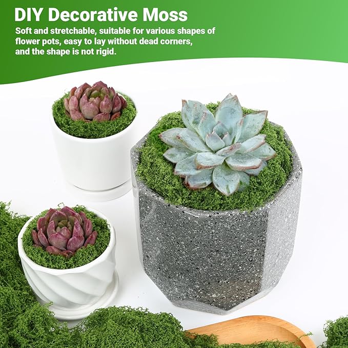 Artificial Green Moss for Potted Plants, 24.7 oz Fake Moss Decor for Indoor Plants, Glass Containers, Wedding, Gardens, DIY Crafts (Dark Green)