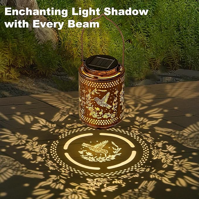 Hummingbird Solar Lanterns, Birthday Gifts for Women Mom Grandma, Outdoor Waterproof Hanging Garden Decor for Patio, Yard