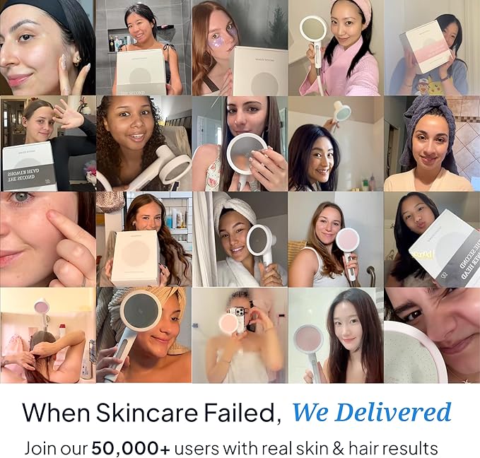 SecondShower Filtered Shower Hand for Hard Water | Clinically Proven for Skin Health, NSF Certified 99.9% Chlorine Removal, SPA Grade High Pressure, Korean Beauty Secret Natural Filter (Matte Black)