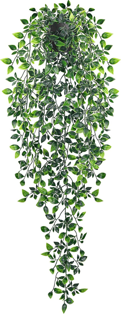 Der Rose 34'' Fake Hanging Plants Artificial Potted Mandala Vine Plants Indoor and Outdoor for Office Home Living Room Bathroom Wall Shelf Decor (1Pack)