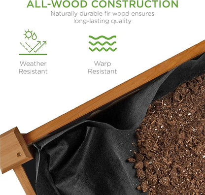 Best Choice Products 48 x 24 x 30 Inches Raised Garden Bed, Elevated Wood Planter Box Stand for Backyard, Patio, Balcony with Bed Liner, 200 Pound Capacity - Acorn Brown