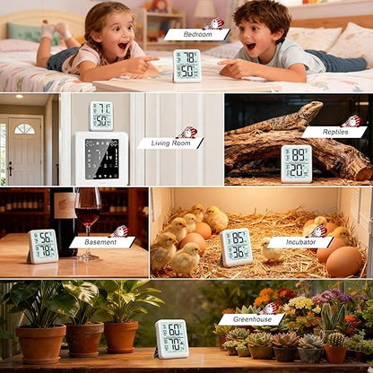 Antonki 2-Pack Room Thermometer, Digital Small Hygrometer Indoor Thermometer Humidity Gauge, Temperature Humidity Meter with Max/Min Record Monitor Sensor for Home, Plants - Battery Included