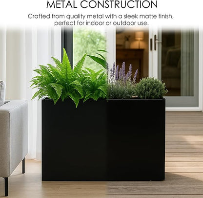 Kozyard 40”Lx12”Wx30”H Metal Planter Tall Rectangular Planter Durable All-Weather with Drainage Holes Removable Grow Liner Modern Décor for Indoor Outdoor Plants Flowers Shrubs