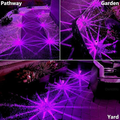 DenicMic Solar Lights Outdoor 10 Pack Waterproof Purple LED Yard Garden Patio Backyard Pathway Walkway Landscape Path Lawn Outside Decorations