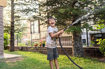 TITAN Garden Hose | Flexible, Lightweight, Kink-Free & Durable Hybrid Water Hose with Heavy Duty Brass Connectors & High-Pressure Jet Nozzle (50FT x 1/2”)