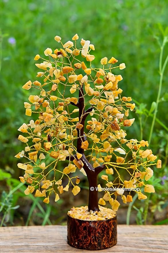 Yellow Aventurine Crystal Tree with Golden Wire – Handcrafted Gemstone Bonsai for Home Decor & Positive Energy
