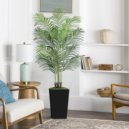 6ft Artificial Palm Tree with Black Planter-Tall Artificial Indoor Plants, Fake Tropical Palm Tree, Faux Silk Plants for Home Office Living Room Bedroom Modern Decor