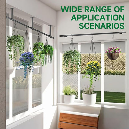 Hanging Planters Rod – Plant Hanger Indoor for Window Ceiling, Hanging Plant Shelf for Wall Planter House Plants, Plant Shelves Metal Holder Bar 63In (Pots, plants, chains not included)