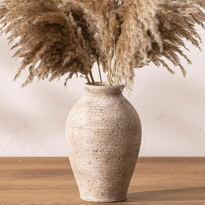 Ceramic Flower Vase Home Decor - Large Farmhouse Table Vases Rustic Vintage Living Room Kitchen Bedroom Decorations for House Book Shelf Office Coffee Desk Dining Fireplace (9" Retro)