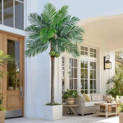 8FT Big Faux Tropical Phoenix Trees Large Artificial Palm Tree Indoor Outdoor Realistic Floor Plants Tall Fake Plant for Home Living Room Office Decor Porch Outside Patio arboles para decoracion