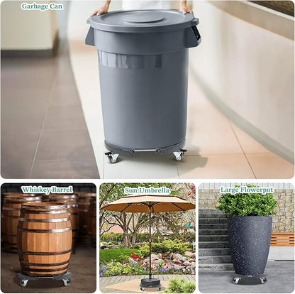 W B D WEIBIDA 2 Pack Round Dolly with Wheels Heavy Duty 440 Lbs Capacity, Rolling Plant Stand Adjustable Roller Base for Large Pots, Barrel, Drum, Cart with Casters