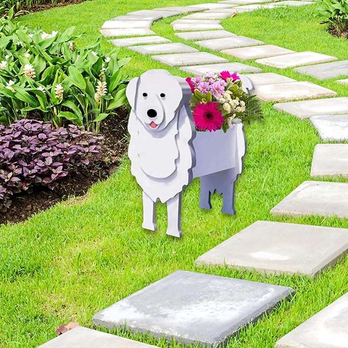 Great Pyrenees Dog Planter Plant Pots,Cute Dog Flower Planter,Gifts for Pet Lovers,Unique Animal Plant Pots,Office,Indoor Outdoor Garden Decor(9.45 * 6.02 * 13.39in)