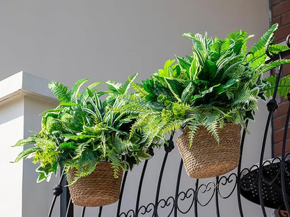 Green Moon 14 Bundles Artificial Plants Outdoor, Faux Plants Outside UV Resistant Fake Greenery Shrubs for Home Planter Garden Patio Front Porch Yard Decor