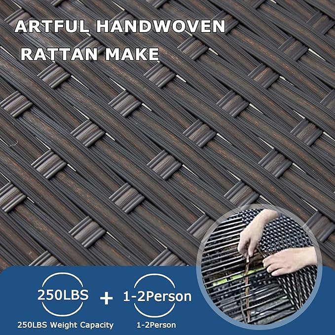 46" Outdoor Rattan Backless Bench Set of 2, All-Weather Patio Garden Bench for Backyard, Porch, or Lawn, Durable Steel Bench for Outdoor Spaces