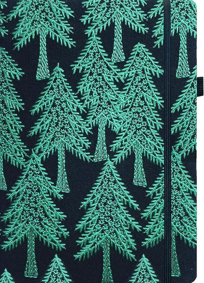 ipoul Embroidered Notebook, Cute Journal, A5, Hardcover, Lay Flat, Lined Paper, Women's Journals for Writing, Christmas Gift, Pine Tree, Evergreen, Pretty Notebook