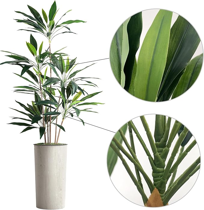 SIGNWIN Artificial Tree in Modern Swirl Pattern Planter, Fake Dracaena Tree Silk Tree for Indoor and Outdoor Home Decoration - 66" Overall Tall (Plant Pot Plus Tree)