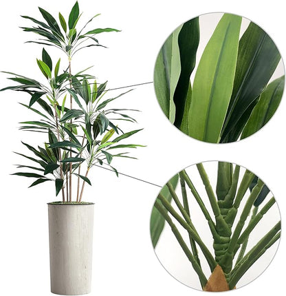 SIGNWIN Artificial Tree in Modern Swirl Pattern Planter, Fake Dracaena Tree Silk Tree for Indoor and Outdoor Home Decoration - 66" Overall Tall (Plant Pot Plus Tree)