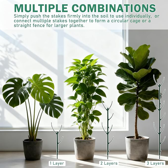 10 Pack Stackable Monstera Plant Support Stakes, Half Round Climbing Plant Pole Sticks Structures for Indoor/Outdoor Plants, Garden Accessories for Potted, Pothos, Philodendron & Vine Plants
