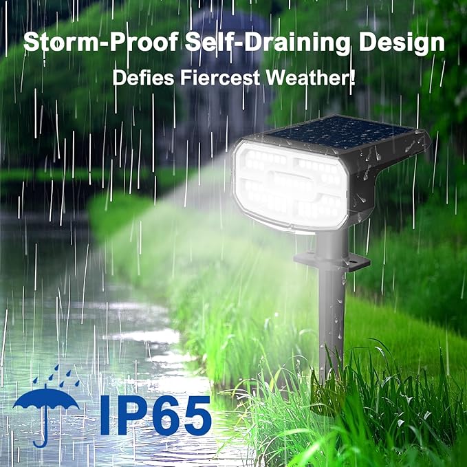 Solar Lights Outdoor Waterproof IP65, Super Bright LED, 6500K 2 Lighting Modes, Solar Powered Yard Garden Solar Spot Lights for Outside Landscape Auto On/Off -6500K,6 Pack