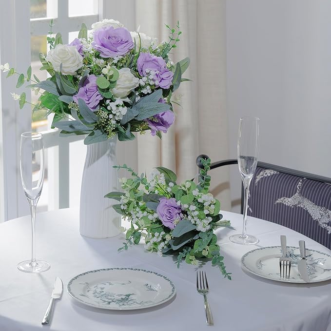 QGHPY 120 Pcs 4 Kinds Mixed Eucalyptus Leaves and Eucalyptus Greenery Stem, Artificial Baby Breath Bulk and Greenery Stems for Weddings, DIY Floral Arrangements and Home Decor.