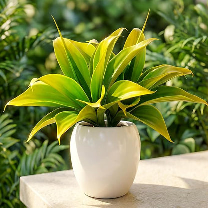 Artificial Agave Faux Agave 12.2In Fake Greenery Outdoor Artificial Plant Fake Plant for Indoor Home Decoration Plastic Plant Outdoor Decor Front Porch Decor Simulation Plants(Yellow,2Pack)