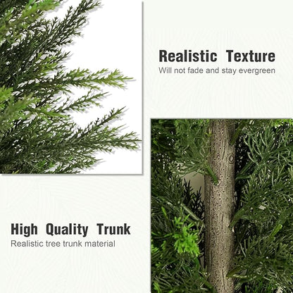 Mavis's Diary Artificial Topiary Ball Tree, Indoor Realistic Faux Boxwood Bush Potted Plants, Outdoor Fake Shrubs Cedar Evergreen Plants for Home Living Room Front Porch Decor (2, 3ft)