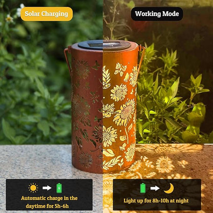 2Pack Sunflower Solar Lanterns Outdoor Waterproof, Birthday Gifts for Women Mom Grandma, Hanging Solar Lights for Yard, Patio, Porch, Garden Decor, Christmas Gifts for Her/Him