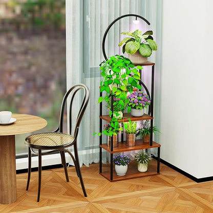 Plant Stand Indoor with Grow Lights, Large Plant Stands for Indoor Plants Multiple, 67" Tall Plant Shelf Indoor with 5 Lights Tiered Plant Holder, Lighted Corner Plant Stand for Home Decor