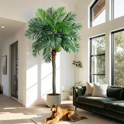 9FT Large Artificial Palm Tree Big Faux Tropical Phoenix Trees Indoor Outdoor Realistic Floor Plants Tall Fake Plant for Home Living Room Office Decor Porch Outside Patio arboles para decoracion
