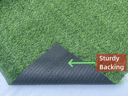 Artificial Grass Rug 11 ft x 12 ft, Synthetic Fake Grass Turf Mat for Indoor Outdoor Garden Home Decor, 0.8" Pile Height