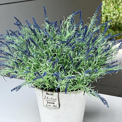 alyptus UV Resistant Artificial Lavender Flowers for Outdoors 16 Bundles Fake Purple Flower Outdoor Faux Plastic Outside Plants Decorations for Front Porch Patio Planters Décor(Dark Purple Lavender)