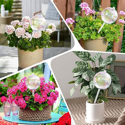 17 oz Up 2 Weeks Large Plant Watering Globes, Self Watering Planter Insert Iridescent Rainbow Self Watering Globes, Vacation Plant Watering Devices-Watering Bulbs for Indoor Outdoor (Large 4-Pack)