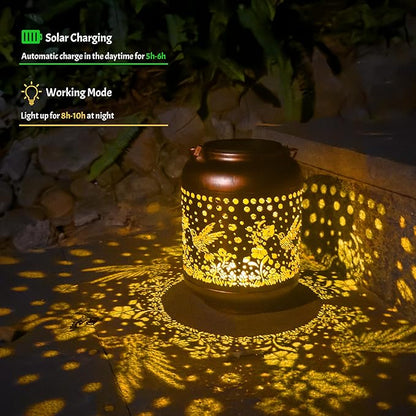 Gifts for Women Mom Grandma, Hummingbird Solar Lanterns Outdoor Waterproof, Hanging Solar Lights for Porch Patio Yard Garden Decor