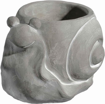 Classic Home and Garden Cement Buddies Animal Planter - Cute Desk Decoration - UV Coated Animal Vase w/Removable Drain Plug - Succulent Planter for Indoor/Outdoor Use (Snail Planter, Natural, Large)