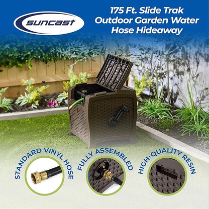 Suncast 2 Pack 175 ft. Wicker Style Resin Hose Hideaway with Hose Guide, Java, Mocha Brown