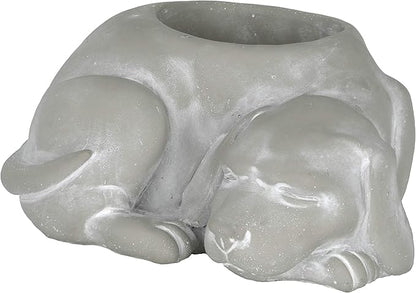 Classic Home and Garden Cement Buddies Animal Planter - Cute Desk Decoration - UV Coated Animal Vase w/Drain Plug - Succulent Plant Pot for Indoor/Outdoor Use (Dog Planter, Natural, Small)