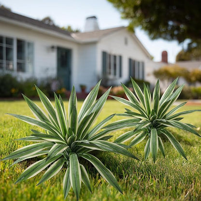 Artificial Agave Plant Fake Agave Planters for Indoor Outdoor Faux Agave Plants Real Touch Realistic Greenery for Home Living Room Office Bathroom Garden Front Porch Patio Decor (19inch-2 Pcs White)
