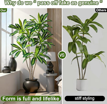 Artificial Trees Large Tall Fake Tree Fiddle Leaf fig Indoor Outdoor Realistic Big Faux Patio Plants Floor Dracaena Decorative for Home Living Room Office Bedroom Porch Outside Patio para decoracion