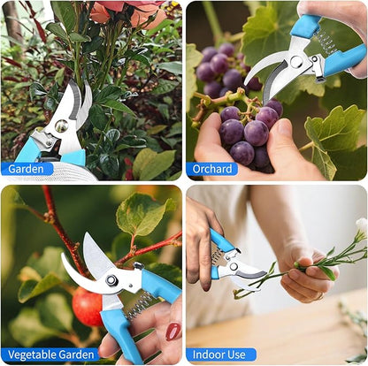 Flower Scissors, Flower Shears High Strength Steel Sharp, Ergonomic Handle Pruning Shears for Gardening, Lightweight Garden Scissors, 1-inch Cut Capacity Rust Resistant for Plants Bonsai-Blue