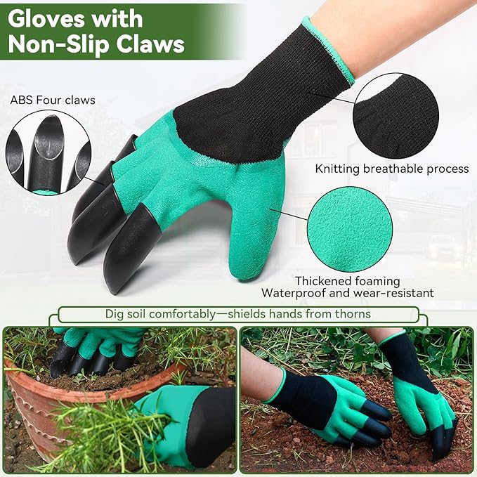 Stand Up Hand Weeding Tool Set, Heavy Duty Stainless Steel Weed Puller for Lawn & Garden with 4-Claw Digger, Crack Weeder and Ergonomic Rubber Handle Manual（3 Pcs）
