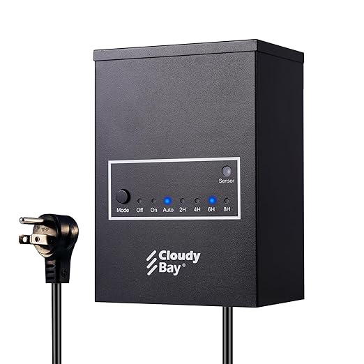CLOUDY BAY 200W Low Voltage Outdoor Transformer with Photocell Light Sensor and Timer,120V AC to 12V AC Power Pack,for Landscape Lighting