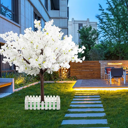 Artificial Cherry Trees Indoor Decor: Handmade Natural Fake Cherry Blossom White Tree Outdoor for Party Wedding Christmas