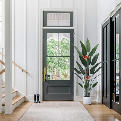 Artificial Bird of Paradise Plant 60in(5Ft) Tall Fake Banana Leaf Plant for Indoors and Outdoors, Artificial Flowers, Faux Palm Tree with Plastic Pot for Office and Home Decor