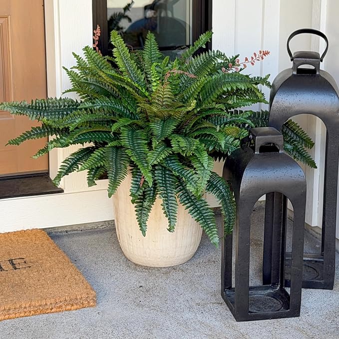 CQURE 48" Large Fake Fern Artificial Ferns for Outdoors,88 Fronds Realistic Artificial Boston Ferns Leaves Bush Plant for Indoor Outdoor Garden Porch Decor(Lifelike,UV Resistant,No Maintenance)
