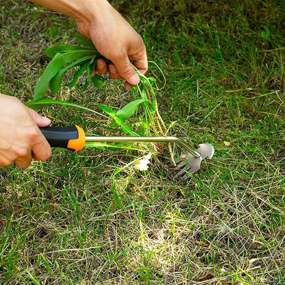 Uprooting Weeding Tool - Hand Held Weeder Puller Tool, Rubber Handle, 4 Teeth Weed Remover for Garden Farm Weeding