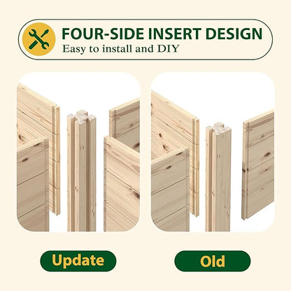 BlueWish Raised Garden Bed Outdoor, Planter Box with Open Bottom, Mortise Design, Ground Garden Bed for Fruit, Vegetables, Herbs, 94''L x 47''H x 15''W