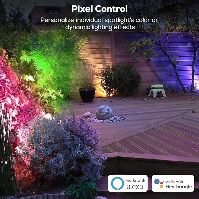 ZYAN Smart RGB Color Changing Outdoor Landscape Spot Lights, APP Control and Remote Control, Alexa Compatible, Music Sync, Timer, IP65 Waterproof for Garden Yard Pathway, 16 Pack (2x8 Pack)