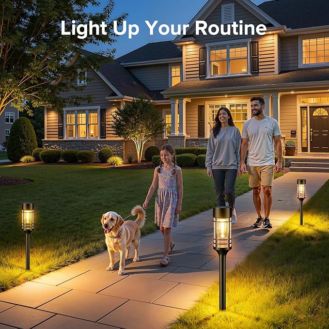 LETMY Solar Pathway Lights Outdoor, 4 Pack Solar Lights Outdoor Waterproof IP65, Bright Garden Light for Yard Walkway Driveway Landscape Garden Decor
